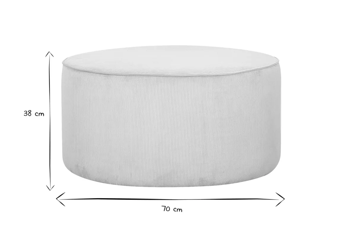 Miliboo Pouf|Pouf-Pouf rond en tissu velours côtelé écru D70 cm LOUIS