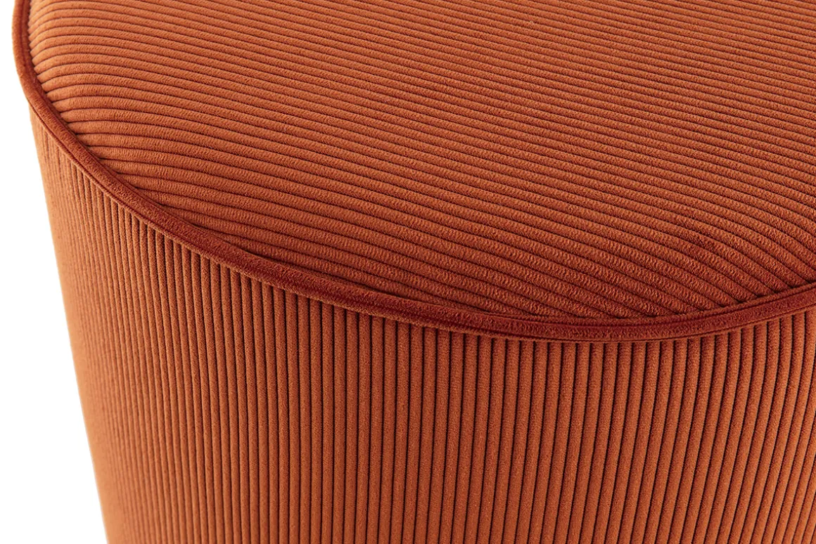 Miliboo Pouf|Pouf-Pouf rond en tissu velours côtelé terre brûlée D40 cm LOUIS