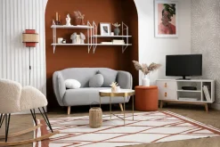 Miliboo Pouf|Pouf-Pouf rond en tissu velours côtelé terre brûlée D40 cm LOUIS