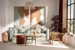 Miliboo Pouf|Pouf-Pouf rond en tissu velours côtelé terre brûlée D40 cm LOUIS