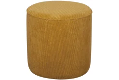 Miliboo Pouf|Pouf-Pouf rond en tissu velours côtelé jaune D40 cm LOUIS