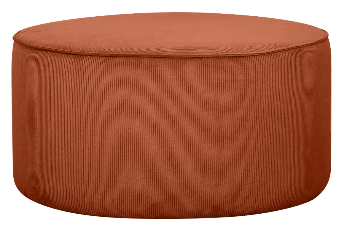 Miliboo Pouf|Pouf-Pouf rond en tissu velours côtelé terre brulée D70 cm LOUIS
