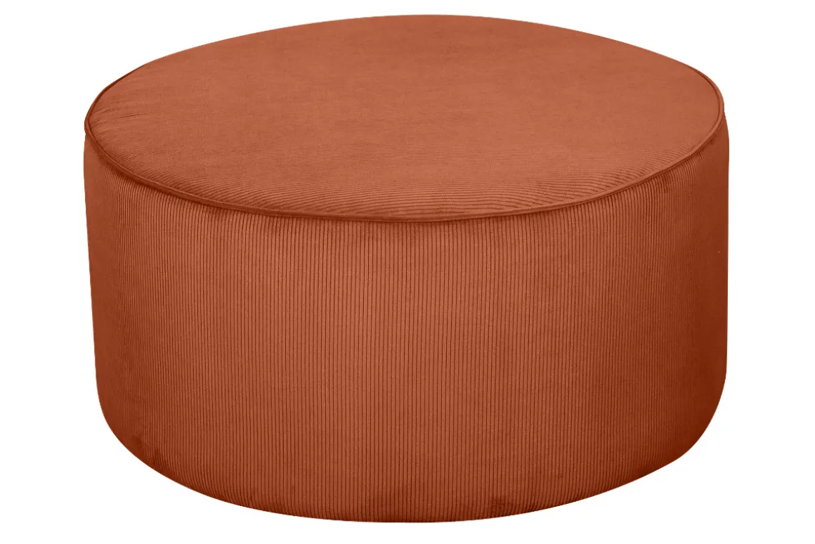 Miliboo Pouf|Pouf-Pouf rond en tissu velours côtelé terre brulée D70 cm LOUIS