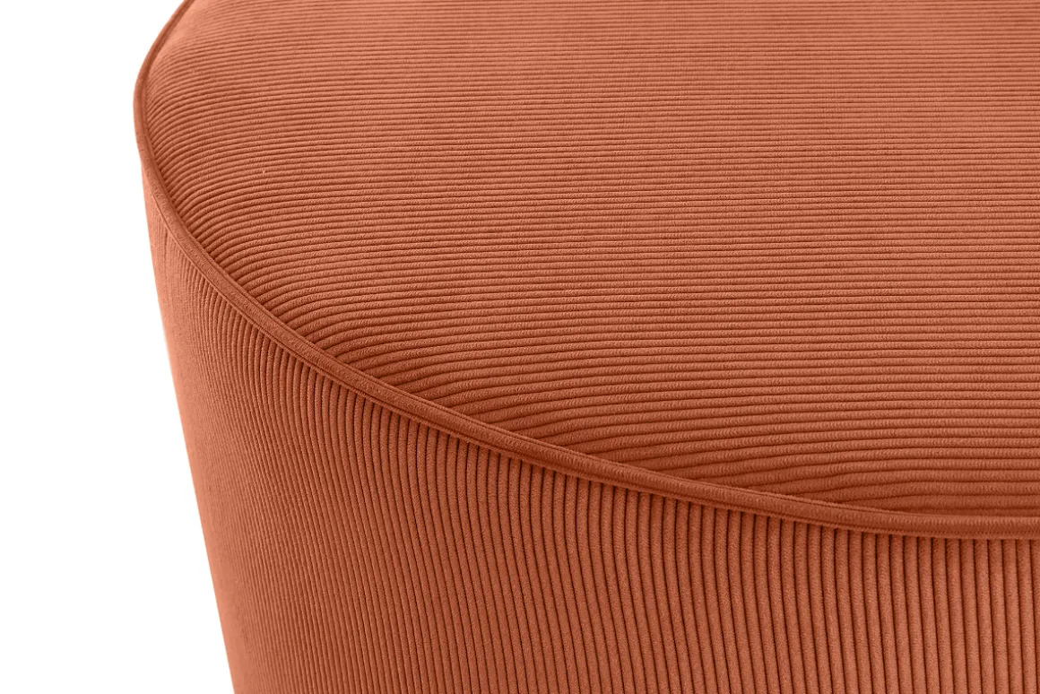 Miliboo Pouf|Pouf-Pouf rond en tissu velours côtelé terre brulée D70 cm LOUIS