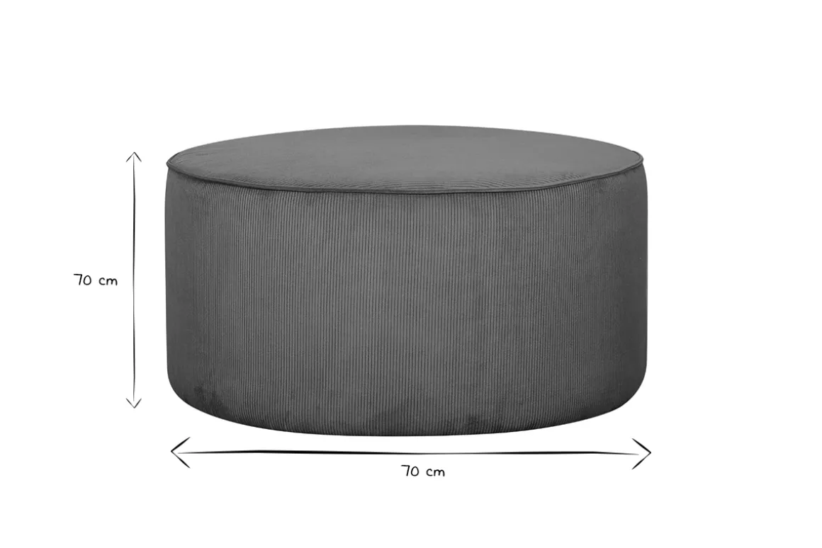 Miliboo Pouf|Pouf-Pouf rond en tissu velours côtelé terre brulée D70 cm LOUIS