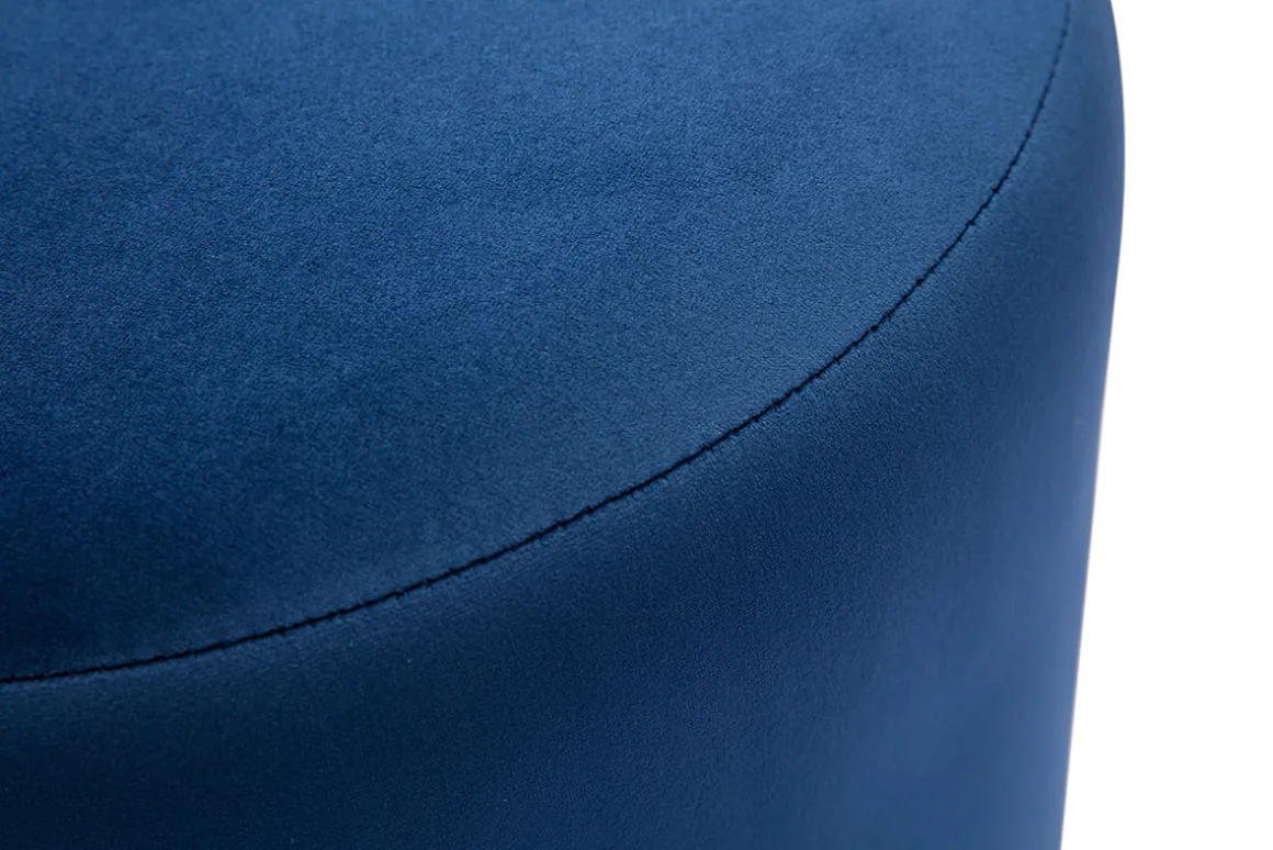 Miliboo Pouf|Pouf-Pouf rond en velours bleu marine et métal doré D40 cm AMAYA