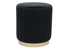 Miliboo Pouf|Pouf-Pouf rond en velours noir et métal doré D40 cm DONA