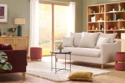 Miliboo Pouf|Pouf-Pouf rond en velours rouge tomette et métal doré D40 cm AMAYA