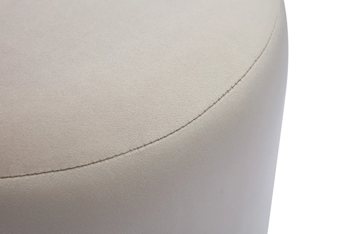 Miliboo Pouf|Pouf-Pouf rond en velours taupe et métal doré D40 cm AMAYA