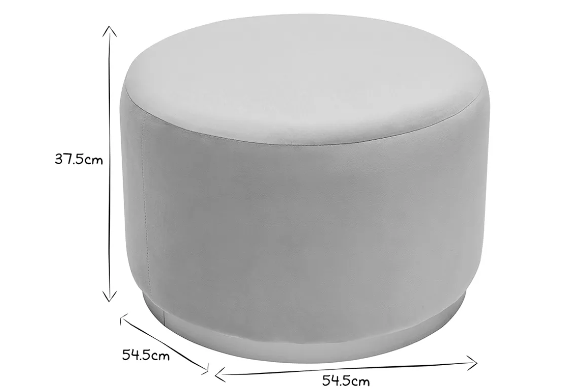 Miliboo Pouf|Pouf-Pouf rond en velours taupe et métal doré D54 cm AMAYA
