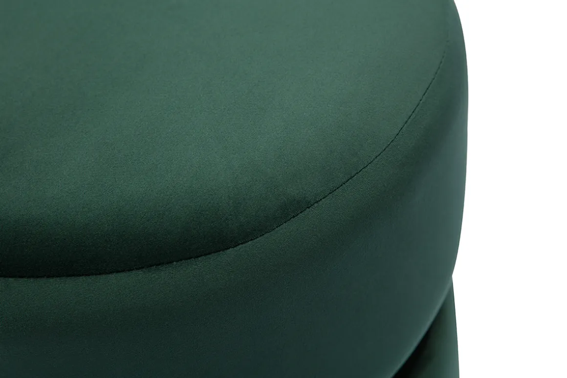 Miliboo Pouf|Pouf-Pouf rond en velours vert foncé et métal doré D40 cm JOY