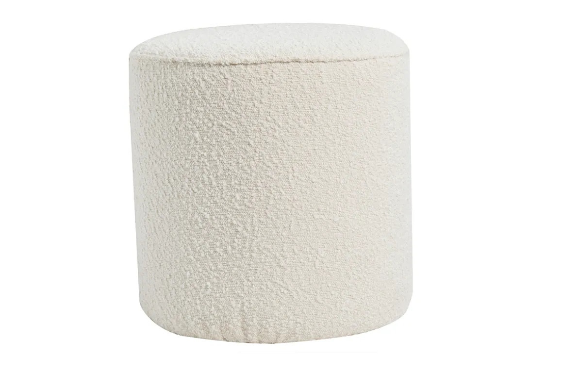 Miliboo Pouf|Pouf-Pouf scandinave rond en tissu effet laine bouclée blanc cassé D40 cm MERIBEL