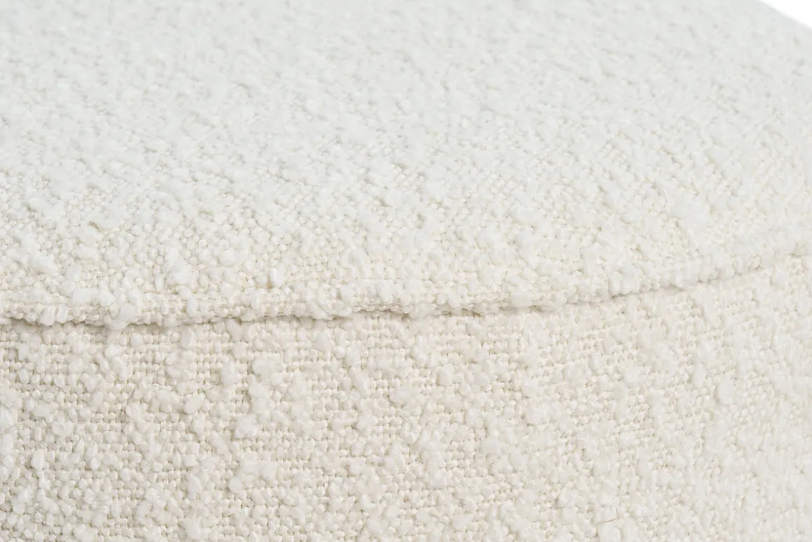 Miliboo Pouf|Pouf-Pouf scandinave rond en tissu effet laine bouclée blanc cassé D40 cm MERIBEL