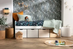 Miliboo Pouf|Pouf-Pouf scandinave rond en tissu effet laine bouclée blanc cassé D40 cm MERIBEL