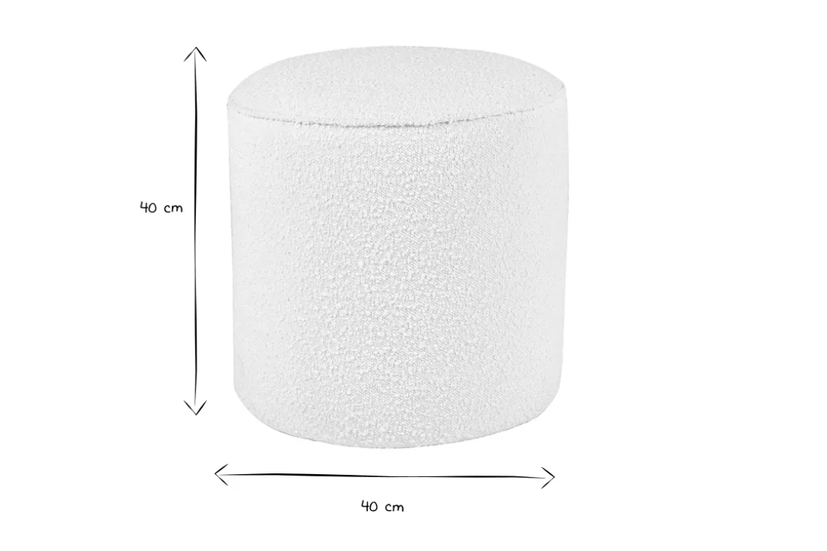 Miliboo Pouf|Pouf-Pouf scandinave rond en tissu effet laine bouclée blanc cassé D40 cm MERIBEL