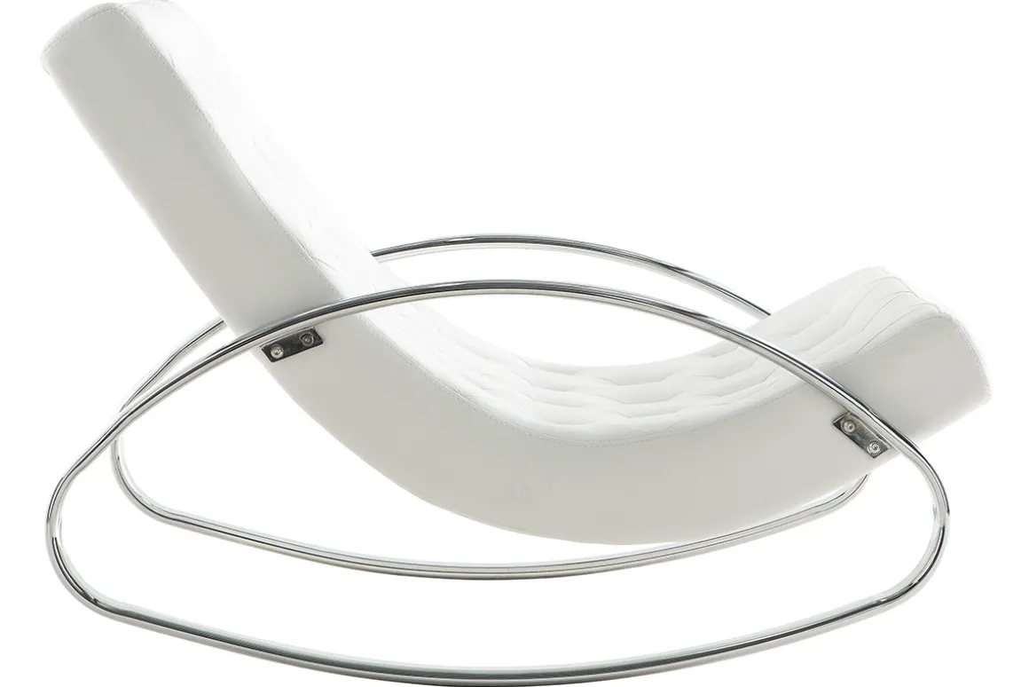 Miliboo Rocking Chair|Voir Tous Les Fauteuils-Rocking chair design blanc et acier chromé CHESTY