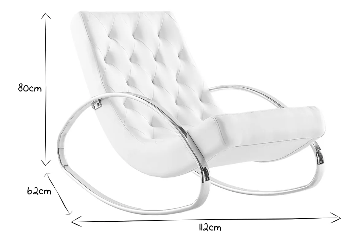 Miliboo Rocking Chair|Voir Tous Les Fauteuils-Rocking chair design blanc et acier chromé CHESTY
