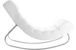 Miliboo Rocking Chair|Voir Tous Les Fauteuils-Rocking chair design blanc et acier chromé TAYLOR