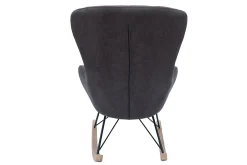 Miliboo Rocking Chair|Voir Tous Les Fauteuils-Rocking chair design en tissu effet velours gris foncé, métal noir et bois clair ESKUA