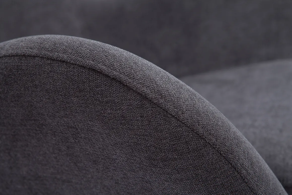 Miliboo Rocking Chair|Voir Tous Les Fauteuils-Rocking chair design en tissu effet velours gris foncé, métal noir et bois clair ESKUA