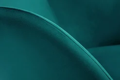 Miliboo Rocking Chair|Voir Tous Les Fauteuils-Rocking chair design en tissu velours bleu canard, métal noir et bois clair JHENE