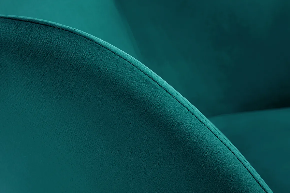 Miliboo Rocking Chair|Voir Tous Les Fauteuils-Rocking chair design en tissu velours bleu canard, métal noir et bois clair JHENE