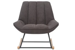Miliboo Rocking Chair|Voir Tous Les Fauteuils-Rocking chair design en tissu effet velours gris foncé, métal noir et bois clair BILLIE