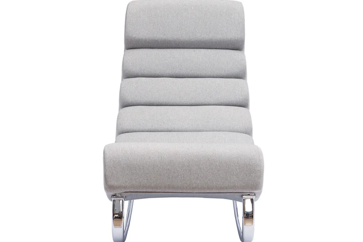Miliboo Rocking Chair|Voir Tous Les Fauteuils-Rocking chair design en tissu gris clair et acier chromé TAYLOR
