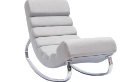 Miliboo Rocking Chair|Voir Tous Les Fauteuils-Rocking chair design en tissu gris clair et acier chromé TAYLOR
