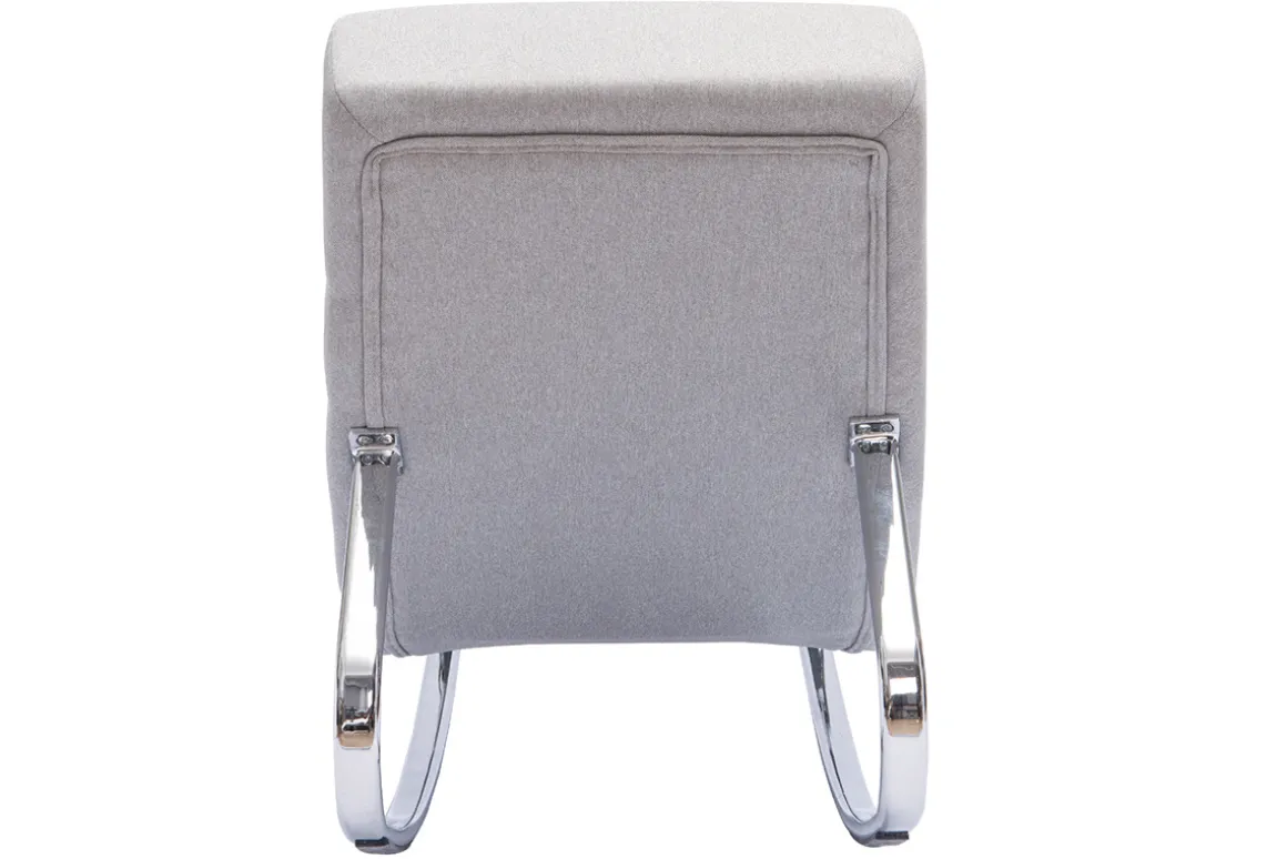 Miliboo Rocking Chair|Voir Tous Les Fauteuils-Rocking chair design en tissu gris clair et acier chromé TAYLOR