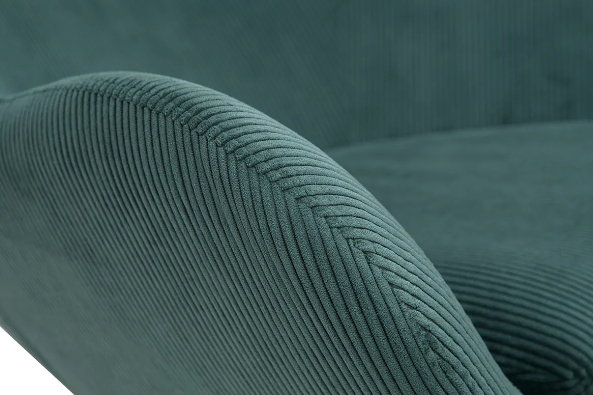 Miliboo Rocking Chair|Voir Tous Les Fauteuils-Rocking chair design en tissu velours côtelé vert, métal noir et bois clair ESKUA