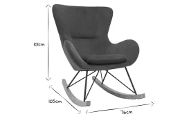 Miliboo Rocking Chair|Voir Tous Les Fauteuils-Rocking chair design en tissu velours côtelé vert, métal noir et bois clair ESKUA