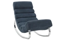 Miliboo Rocking Chair|Voir Tous Les Fauteuils-Rocking chair design en tissu effet velours bleu et acier chromé TAYLOR