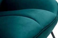 Miliboo Rocking Chair|Voir Tous Les Fauteuils-Rocking chair design en tissu velours bleu pétrole, métal noir et bois clair BILLIE