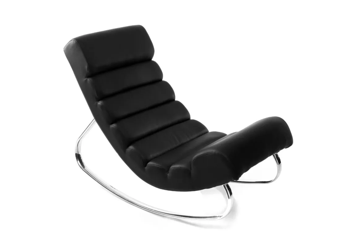 Miliboo Rocking Chair|Voir Tous Les Fauteuils-Rocking chair design noir et acier chromé TAYLOR