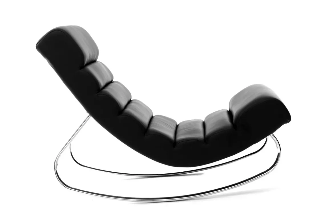 Miliboo Rocking Chair|Voir Tous Les Fauteuils-Rocking chair design noir et acier chromé TAYLOR