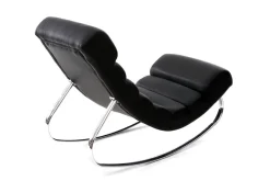 Miliboo Rocking Chair|Voir Tous Les Fauteuils-Rocking chair design noir et acier chromé TAYLOR