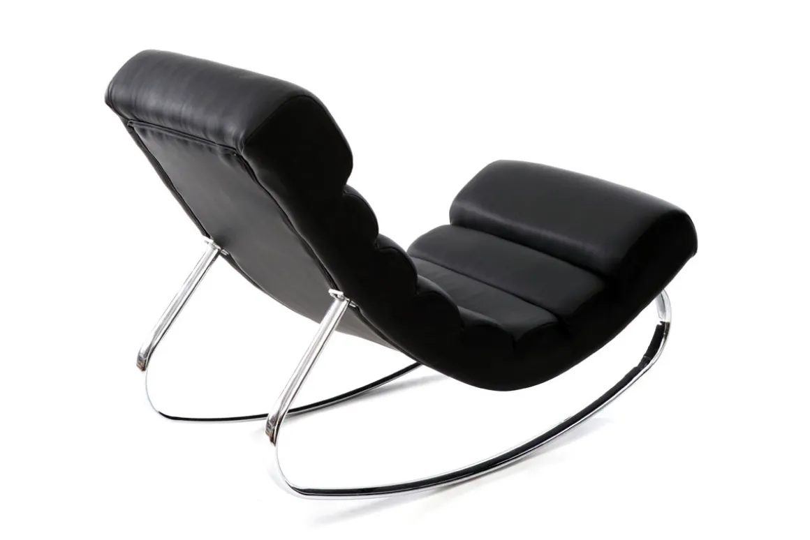 Miliboo Rocking Chair|Voir Tous Les Fauteuils-Rocking chair design noir et acier chromé TAYLOR
