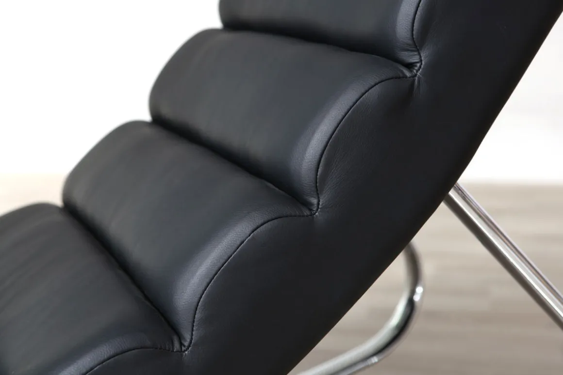 Miliboo Rocking Chair|Voir Tous Les Fauteuils-Rocking chair design noir et acier chromé TAYLOR