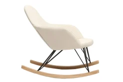 Miliboo Rocking Chair|Voir Tous Les Fauteuils-Rocking chair en tissu beige crème, bois clair et métal noir JHENE