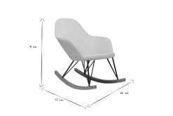 Miliboo Rocking Chair|Voir Tous Les Fauteuils-Rocking chair en tissu beige crème, bois clair et métal noir JHENE