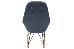 Miliboo Rocking Chair|Voir Tous Les Fauteuils-Rocking chair en tissu effet velours bleu, métal noir et bois clair JHENE