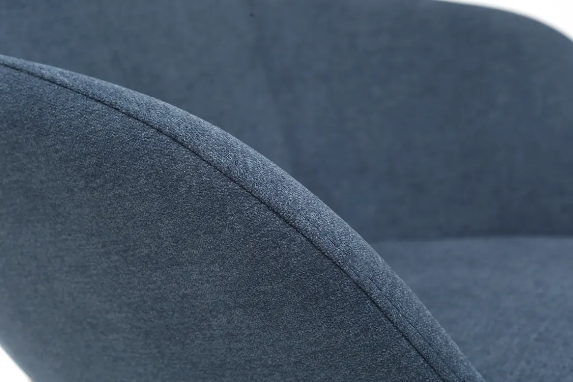 Miliboo Rocking Chair|Voir Tous Les Fauteuils-Rocking chair en tissu effet velours bleu, métal noir et bois clair JHENE