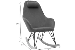 Miliboo Rocking Chair|Voir Tous Les Fauteuils-Rocking chair en tissu effet velours bleu, métal noir et bois clair JHENE