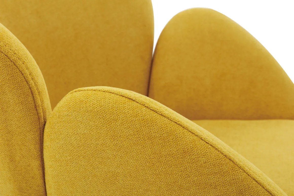 Miliboo Rocking Chair|Voir Tous Les Fauteuils-Rocking chair en tissu effet velours jaune moutarde, métal noir et bois clair RHAPSODY