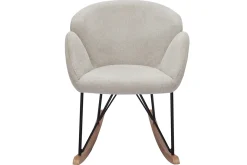 Miliboo Rocking Chair|Voir Tous Les Fauteuils-Rocking chair en tissu effet velours texturé beige, métal noir et bois clair RHAPSODY