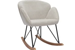Miliboo Rocking Chair|Voir Tous Les Fauteuils-Rocking chair en tissu effet velours texturé beige, métal noir et bois clair RHAPSODY