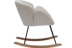 Miliboo Rocking Chair|Voir Tous Les Fauteuils-Rocking chair en tissu effet velours texturé beige, métal noir et bois clair RHAPSODY