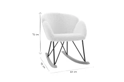 Miliboo Rocking Chair|Voir Tous Les Fauteuils-Rocking chair en tissu effet peau de mouton blanc, métal noir et bois clair RHAPSODY