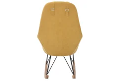 Miliboo Rocking Chair|Voir Tous Les Fauteuils-Rocking chair scandinave en tissu effet velours jaune moutarde, métal noir et bois clair JHENE